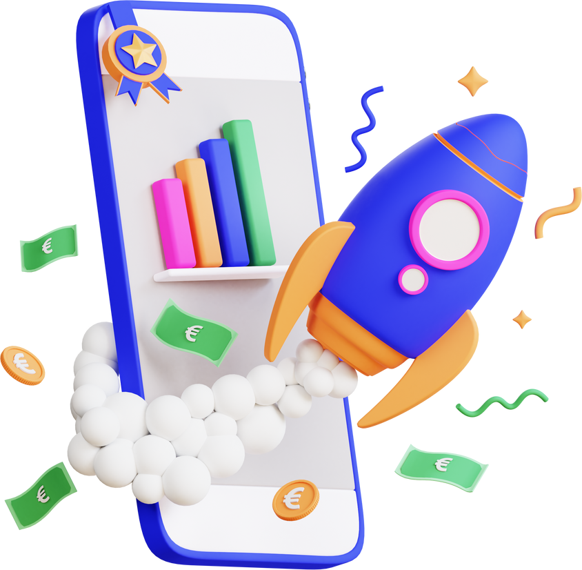 3D Rocket Business Illustration